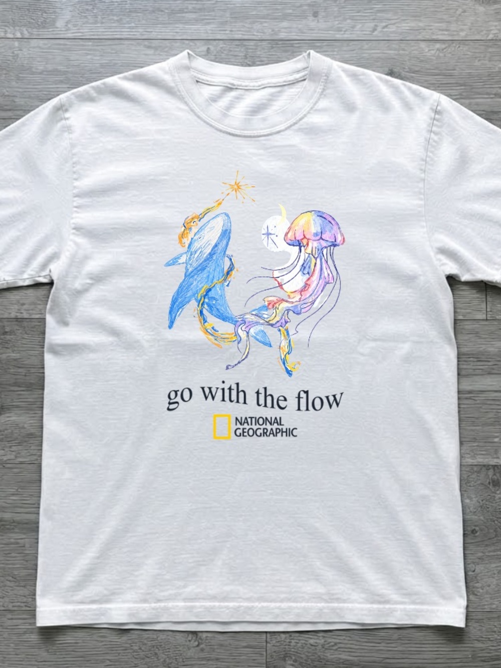 Whale & Jellyfish Watercolor T Shirt | Soft & Dreamy | Nature lover